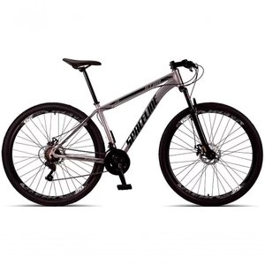 Bicicleta Aro 29 Spaceline Star 21 Marchas, Quadro de Alumínio e Freio a Disco - Prata/preto