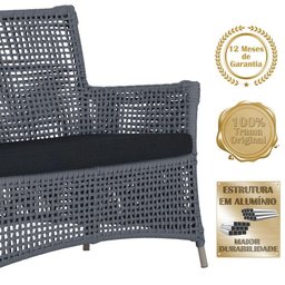 2 Sofás e Mesa Igapó Alumínio Fendi Corda Náutica E12 Trama Prata - 3