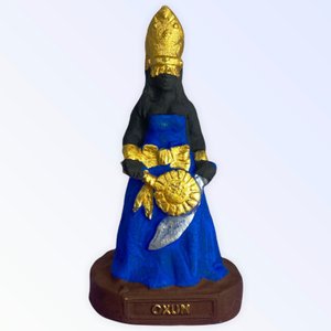 Escultura Orixá Oxum Azul em Resina 10 cm
