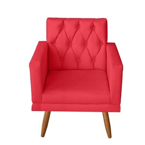 poltrona Para sala de Estar Bianca Capitonê Rodapé Suede Vermelho - Móveis Mafer