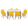 Conjunto Mesa de Jantar Luiza 135cm Branca com 6 Cadeiras Botonê - Amarelo - 1