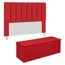 Ver imagem 1 de Kit Cabeceira + Calçadeira Baú Casal 140cm Suede Vermelho