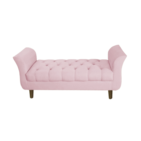 Recamier Estofado para Sala de Estar 195 Cm Grécia Corano Rosa Bebe - Incasa Decor