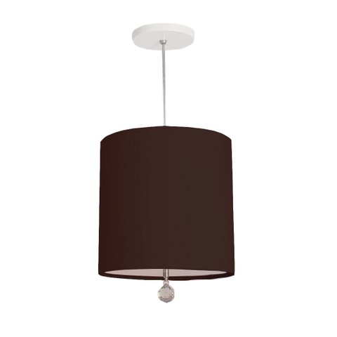 Luminária Pendente Com Cristal Cúpula Preto 25x25 1E27