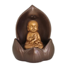 Escultura Incensário Cascata Monge Flor de Lótus 12 Cm - 1
