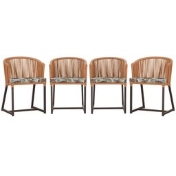 4 Cadeiras de Jantar Área Noronha em Alumínio com Pintura Marrom Corda Náutica E6 Trama Original - 1