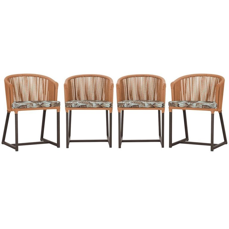 4 Cadeiras de Jantar Área Noronha em Alumínio com Pintura Marrom Corda Náutica E6 Trama Original 4 Cadeiras de Jantar Área Noronha em Alumínio com Pintura Marrom Corda Náutica E6 Trama Original