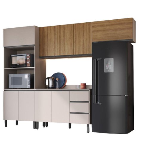 Cozinha Modulada Completa Jequitibá Quiditá 5 Peças Branco Marrom