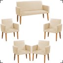 Ver imagem 1 de Kit Namoradeira Decorativa Para Sala Nina + 4 Poltronas Para Recepção Manicure Suede