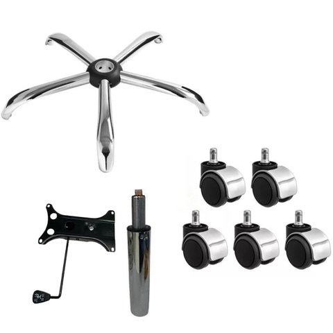 Kit Pistão Cromado Flange 25cm Estrela Cromada 5 Rodizios Cr