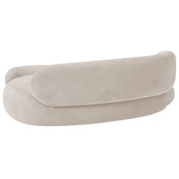 Recamier Sofá Curvo Luxo Recepção Lado Direito Canadá 180cm Linho Bege - Incasa Decor - 6