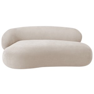 Recamier Sofá Curvo Luxo Recepção Lado Direito Canadá 180cm Linho Bege - Incasa Decor