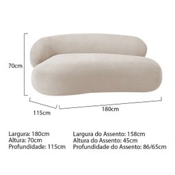 Recamier Sofá Curvo Luxo Recepção Lado Direito Canadá 180cm Linho Bege - Incasa Decor - 8