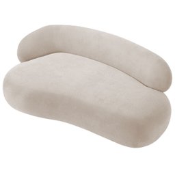Recamier Sofá Curvo Luxo Recepção Lado Direito Canadá 180cm Linho Bege - Incasa Decor - 4