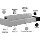 Ver imagem 4 de Sofá Ilha Modular para Sala 432cm com Puff Dublin K01 Veludo Cinza e Sintético Preto - Lyam Decor