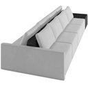 Ver imagem 7 de Sofá Ilha Modular para Sala 432cm com Puff Dublin K01 Veludo Cinza e Sintético Preto - Lyam Decor