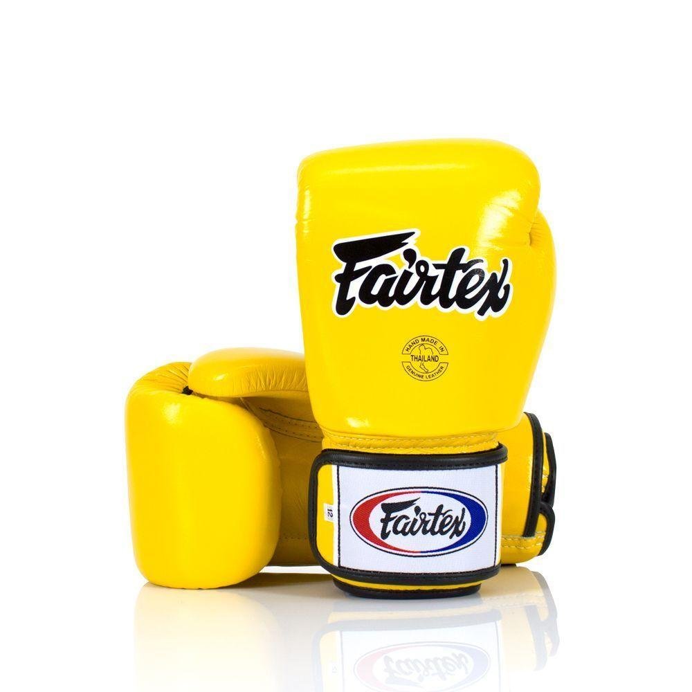 Luva de Boxe e Muay Thai Couro Fairtex Amarelo 10 Oz