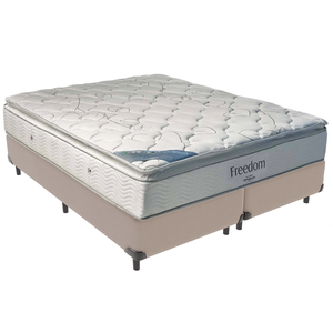 Cama Box Bege e Colchão Freedom Molas Ensacadas King Ortobom