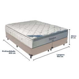 Cama Box Bege e Colchão Freedom Molas Ensacadas King Ortobom - 3
