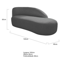 Kit Divã Luna 160cm Lado Direito e 01 Poltrona Base de Ferro Dourado Linho Adj Decor Cinza Escuro - 3