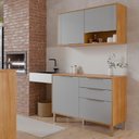 Ver imagem 2 de Balcão com Aéreo Aurea 120 Cm com 4 Portas Cinamomo/platina