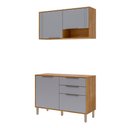 Ver imagem 1 de Balcão com Aéreo Aurea 120 Cm com 4 Portas Cinamomo/platina