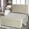 Kit de Quarto Cabeceira de Cama Box e Calçadeira Baú Estrela King 195 Cm Suede Botão Strass - 2