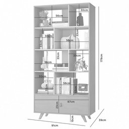 Estante para Livros Office 1 Gaveta Off White/ Cinamomo - Jcm Móveis - 3