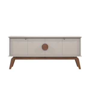 Aparador Buffet Balcão Organizador 4 Portas Mdf Pé Madeira:off White