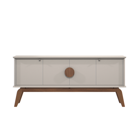 Aparador Buffet Balcão Organizador 4 Portas Mdf Pé Madeira:off White