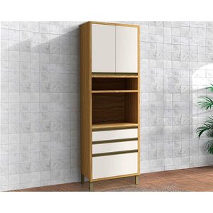 Torre Quente de Cozinha Paneleiro Tempranillo 1 Forno Nicho 2 Gavs 3 Ptas 70x230cm Amendoa/off White