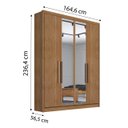 Ver imagem 2 de Guarda Roupa Solteiro com Espelho, 4 Portas e 3 Gavetas Moderni Plus Novo Horizonte Cumaru Novo Hori