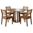 Ver imagem 1 de Mesa de Jantar Redonda Pitanga com 4 Cadeiras Estofadas Tamarindo Corino Kaki Natuem