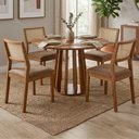 Ver imagem 2 de Mesa de Jantar Redonda Pitanga com 4 Cadeiras Estofadas Tamarindo Corino Kaki Natuem