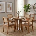 Ver imagem 7 de Mesa de Jantar Redonda Pitanga com 4 Cadeiras Estofadas Tamarindo Corino Kaki Natuem