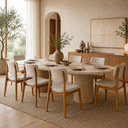 Ver imagem 1 de Kit 8 Cadeiras de Jantar Manuela Madeira Mel Boucle Bege
