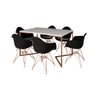 Mesa Jantar Industrial Retangular Branca 137x90cm Base V Cobre com 6 Poltronas Pretas Eames Eiffel B - 2