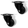 Kit Rodízio Giratório Borracha Rodinha Black Móveis 2 Sem Trava + 2 Fixa - 1