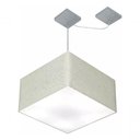 Ver imagem 3 de Lustre Pendente Quadrado com Desvio Md-4270 Cúpula em Tecido 30/35x35cm Rustico Cinza - Bivolt
