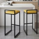 Ver imagem 5 de Conjunto 2 Banquetas Bancada Ferro Estofada Cozinha Corino:amarelo