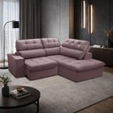 Ver imagem 3 de Sofá 3 Lugares Retrátil Reclinável Chaise Direito 243cm Solin F04 Veludo Lilás - Lyam Decor