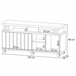Rack Bancada para Sala Ambiente Rivera 1.3 Off White Cinamomo – Hb Móveis - 2