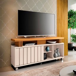 Rack Bancada para Sala Ambiente Rivera 1.3 Off White Cinamomo – Hb Móveis - 1