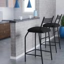 Ver imagem 3 de Kit 2 Banquetas Gourmet para bancada ou cozinha Ibiza-Corino Preto