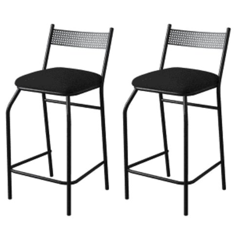 Kit 2 Banquetas Gourmet para bancada ou cozinha Ibiza-Corino Preto