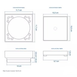 Ralo Oculto Invisível 10x10cm com Tela Branco - 7