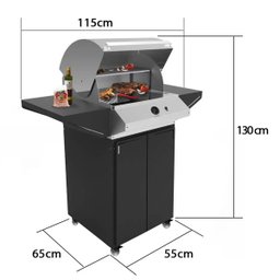 Churrasqueira Americana a Gás Natural com Grelha Dupla em Aço Inox Acendimento Bivolt Saro Preto - 3