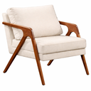 Ver imagem 1 de Poltrona Decorativa Mona Luxo Base De Madeira Maciça Sala Recepção Veludo Off White Do Lar Móveis e