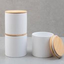 Ver imagem 6 de Kit 3 potes dolomita com tampa de bambu zig zag 900ml - Oikos