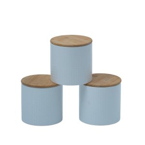 Kit 3 potes dolomita com tampa de bambu zig zag 900ml - Oikos